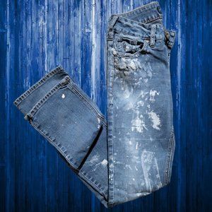 👖 Silver Suki Slim Boot Jeans with Paint Splatter and Destruction W26/L33